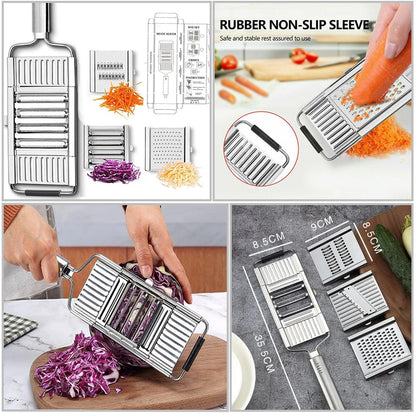 Stainless Steel Vegetable and Cheese Grater with Long Handle