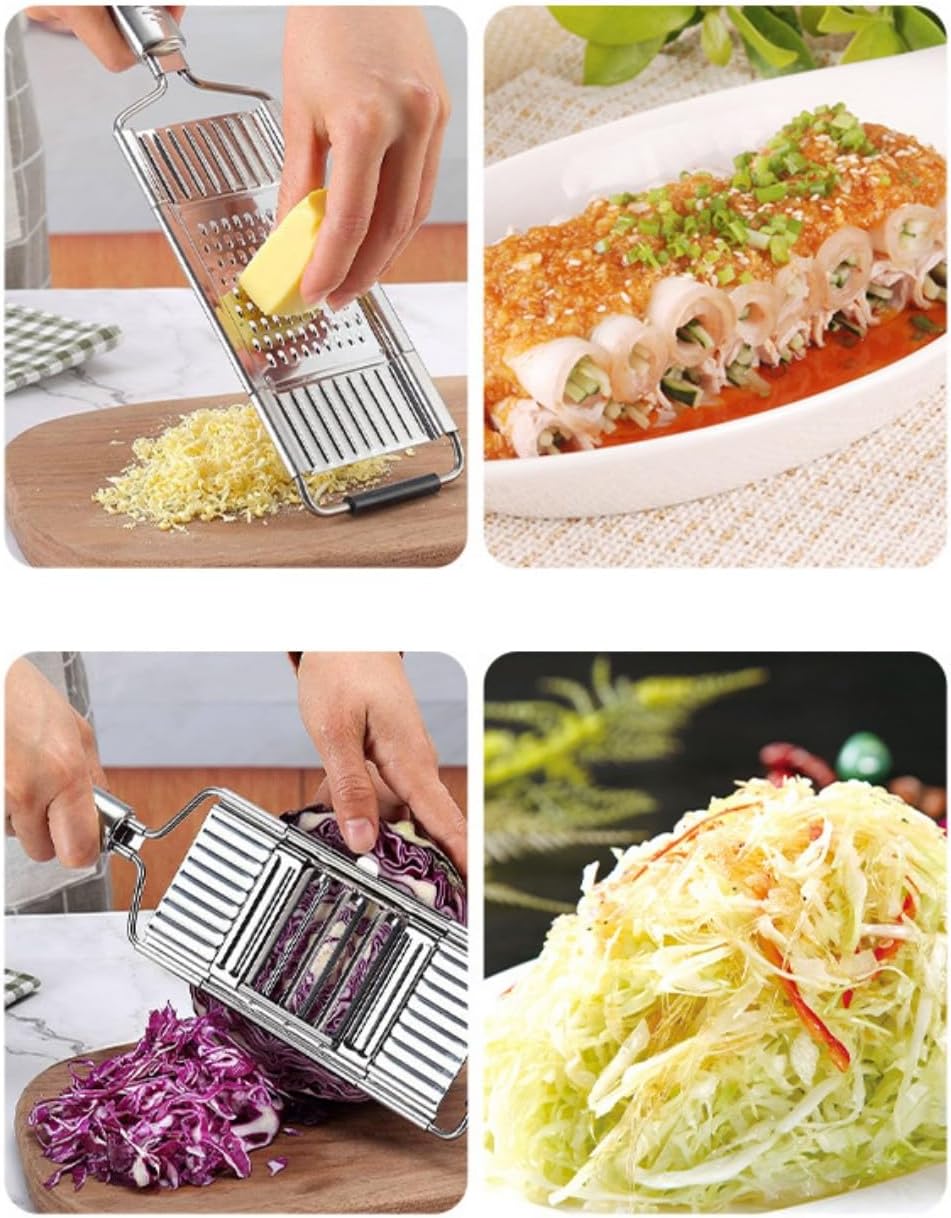 Stainless Steel Vegetable and Cheese Grater with Long Handle