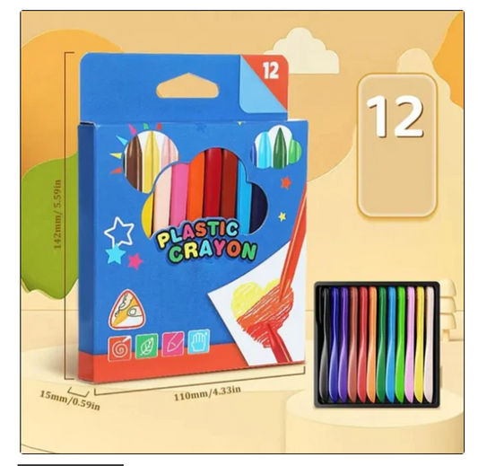 Colorful Triangle Plastic Crayons Set Art Supplies