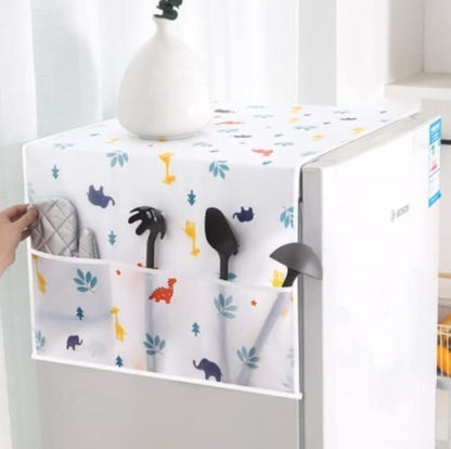 Water and Dust-proof Refrigerator Cover with Storage Pockets