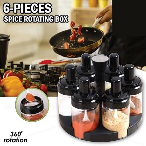 Plastic 6 Piece Rotating Condiment Spice Jar