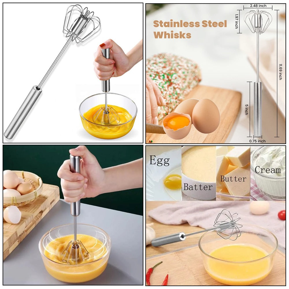 Stainless Steel Handle Semi Automatic Egg Beater