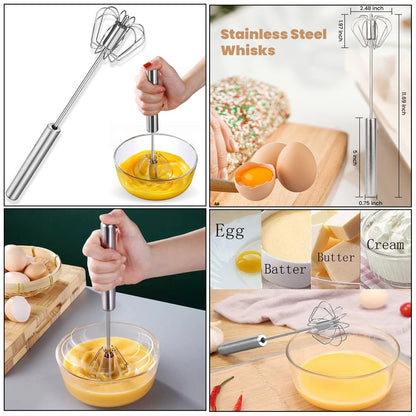 Stainless Steel Handle Semi Automatic Egg Beater