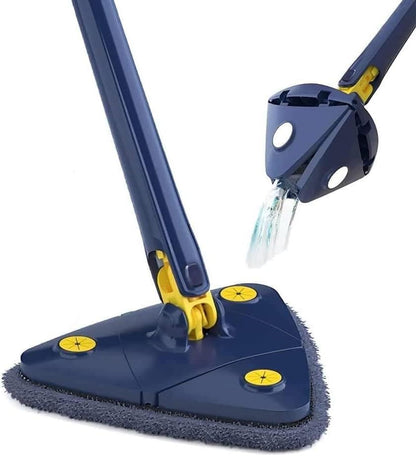 Foldable Triangular Floor Mop with 360° Rotating Base and Telescopic Handle