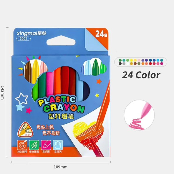 Colorful Triangle Plastic Crayons Set Art Supplies