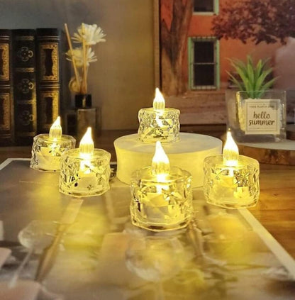 Pack of 12 LED Candles Warm, White, Flameless TeaLight For Birthday Party, Aniversary, Candle Light Dinner Decoration