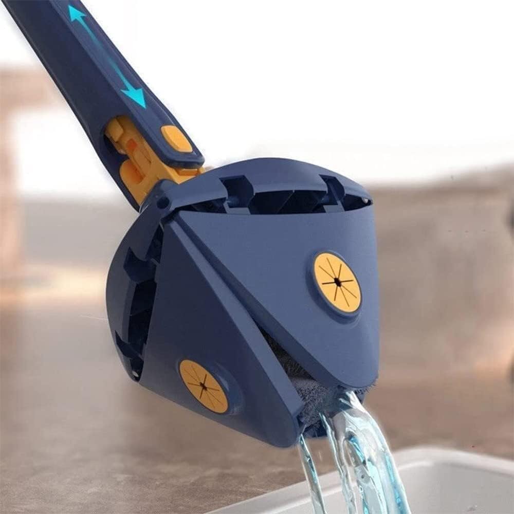 Foldable Triangular Floor Mop with 360° Rotating Base and Telescopic Handle