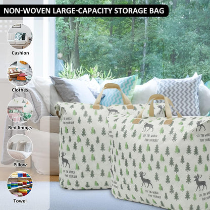 Large Capacity Tree Printed Foldable Quilt Storage Bag Organizer