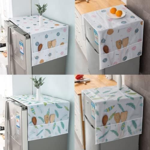 Water and Dust-proof Refrigerator Cover with Storage Pockets