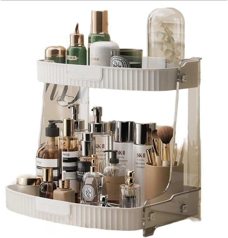 2-Tier Cosmetic Organizer - Large Capacity Makeup & Skincare Storage Rack