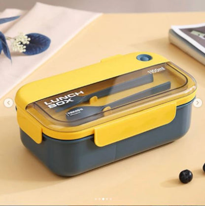 1000ML Lunch Box For Adults and Student ,3 Grids Leakproof Microwaveable Seal Bento Box With Fork & Spoon