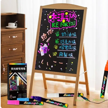 Pack of 8 Cleanable LED Highlighter Blackboard - Liquid Chalk Markers Set