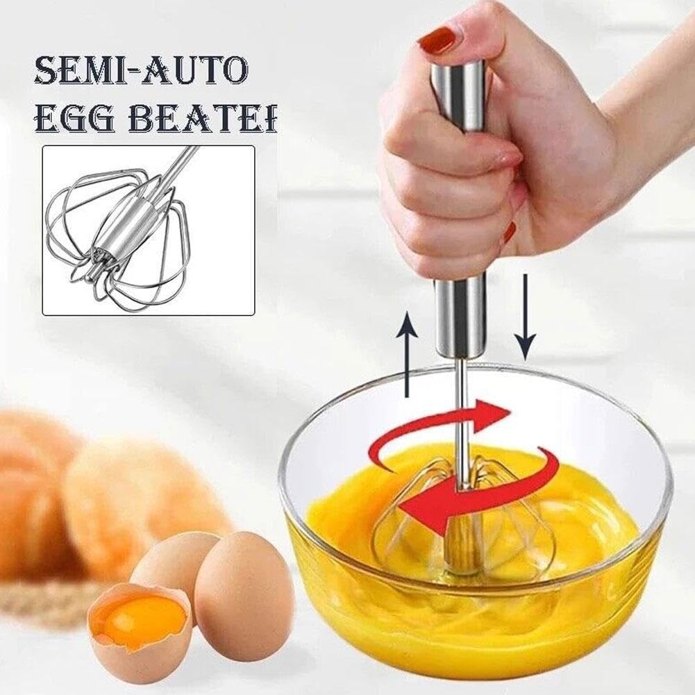 Stainless Steel Handle Semi Automatic Egg Beater