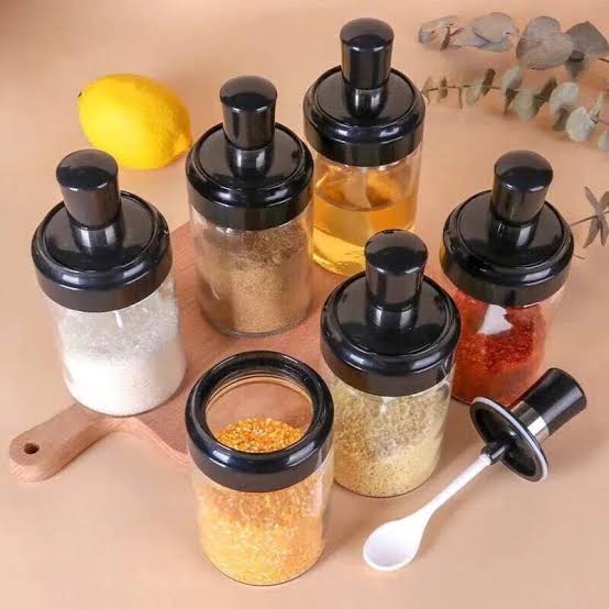 Plastic 6 Piece Rotating Condiment Spice Jar