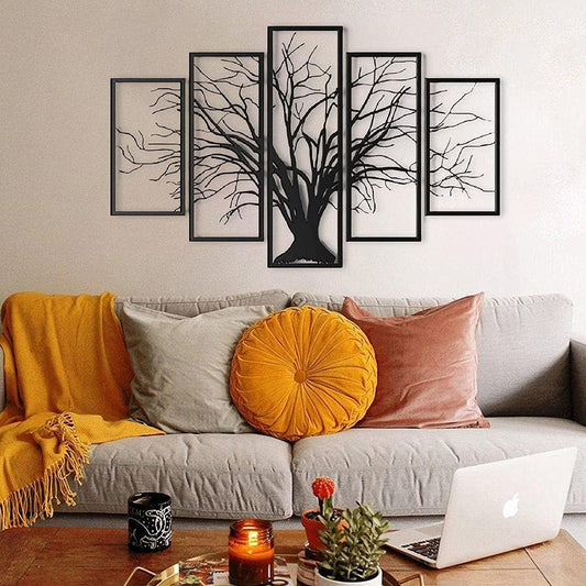 5 Grid Autumn Tree Wooden Wall Art