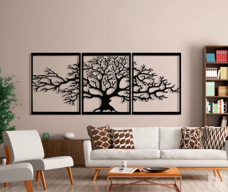 3 Grid Vintage Tree Wooden Wall Art