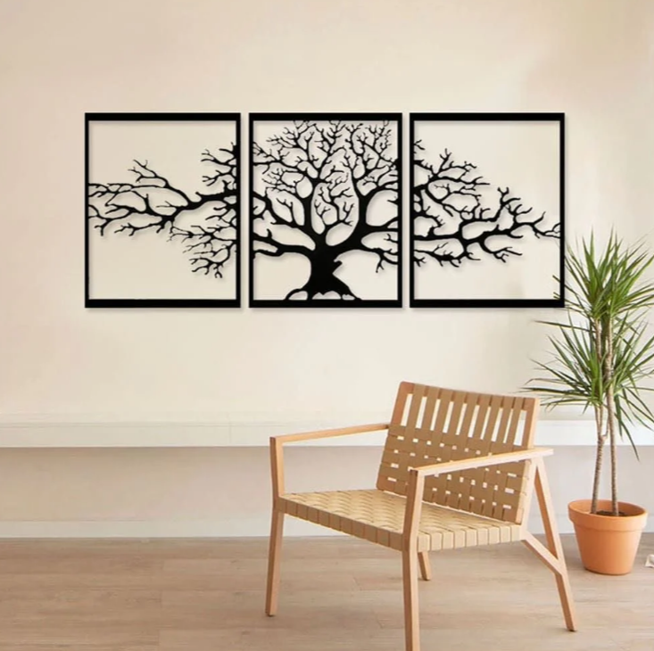 3 Grid Vintage Tree Wooden Wall Art