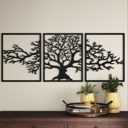 3 Grid Vintage Tree Wooden Wall Art