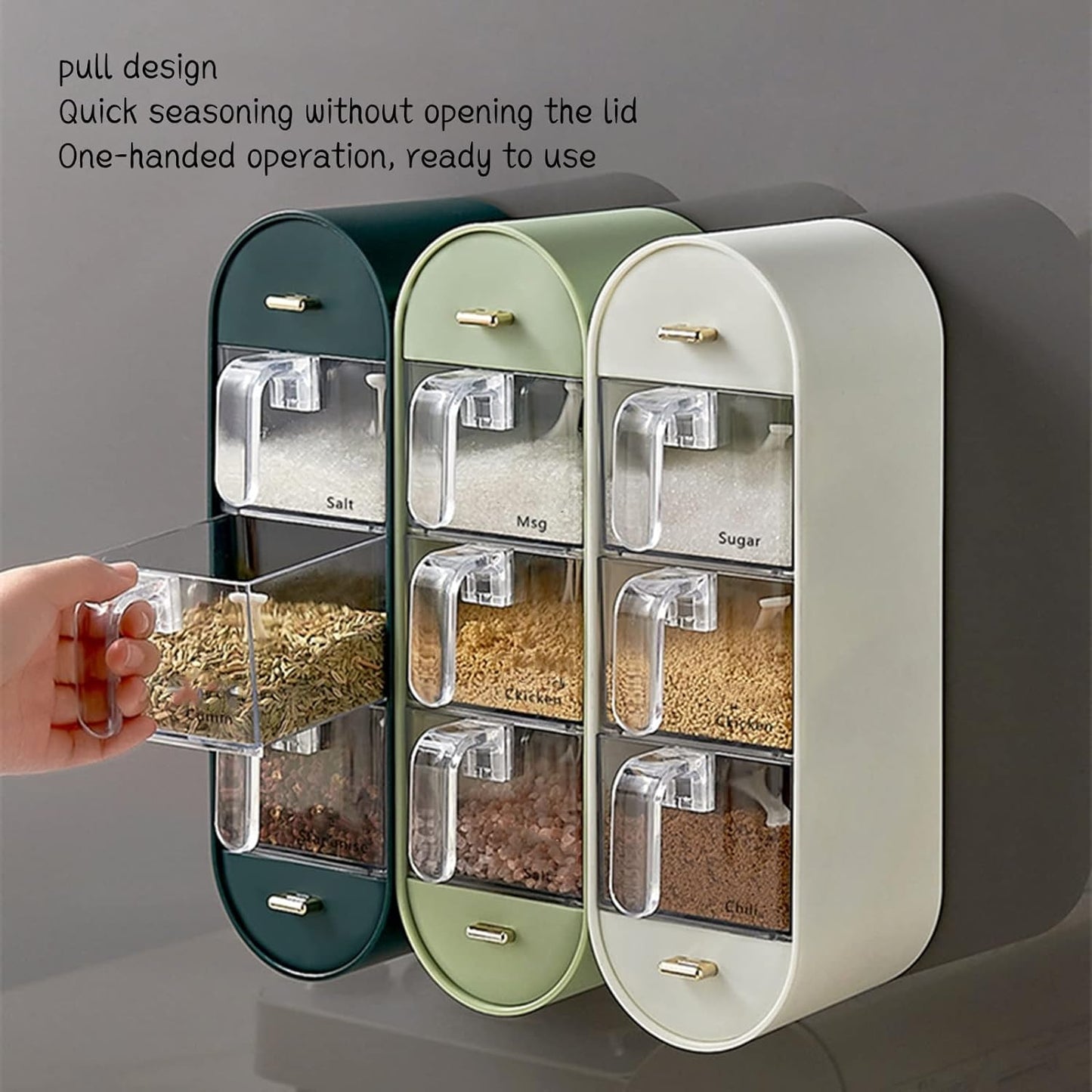 Self Adhesive Wall Mounted Spice Box with Handle