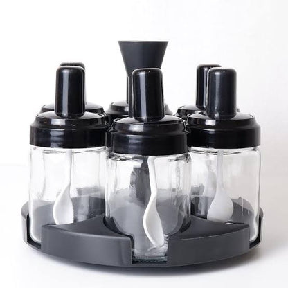 Plastic 6 Piece Rotating Condiment Spice Jar