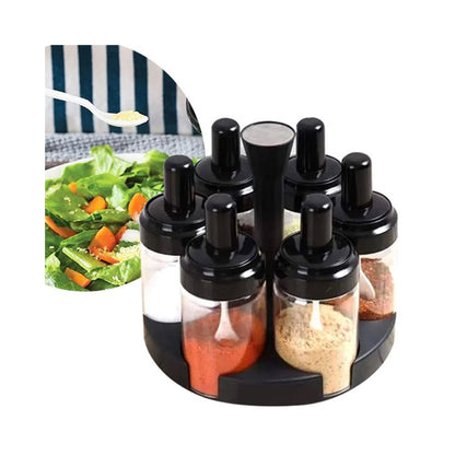 Plastic 6 Piece Rotating Condiment Spice Jar