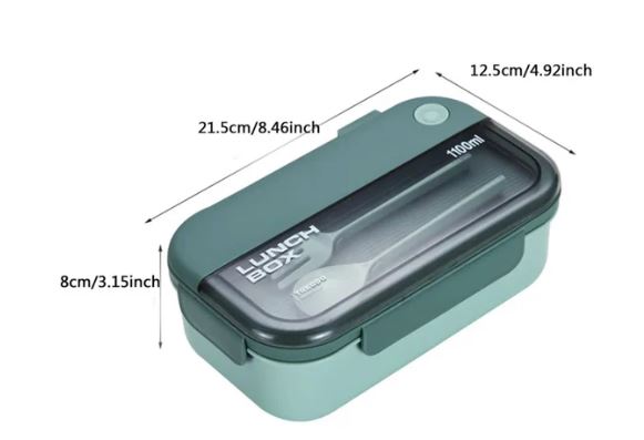 1000ML Lunch Box For Adults and Student ,3 Grids Leakproof Microwaveable Seal Bento Box With Fork & Spoon