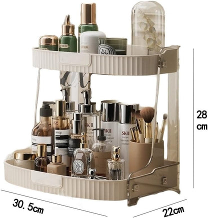 2-Tier Cosmetic Organizer - Large Capacity Makeup & Skincare Storage Rack