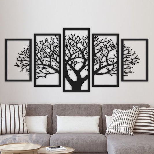 5 Grid Vintage Tree Wooden Wall Art