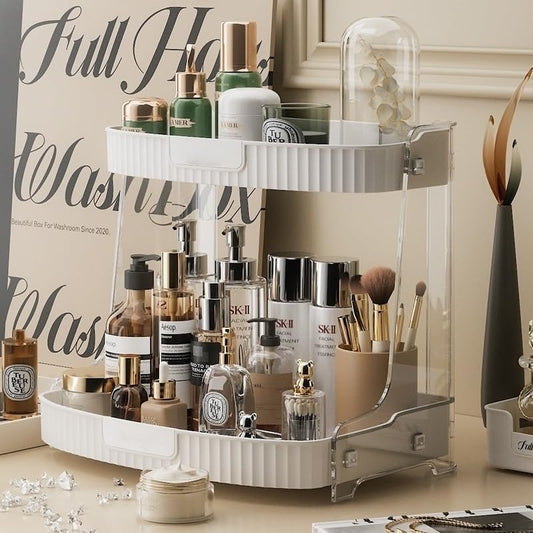 2-Tier Cosmetic Organizer - Large Capacity Makeup & Skincare Storage Rack