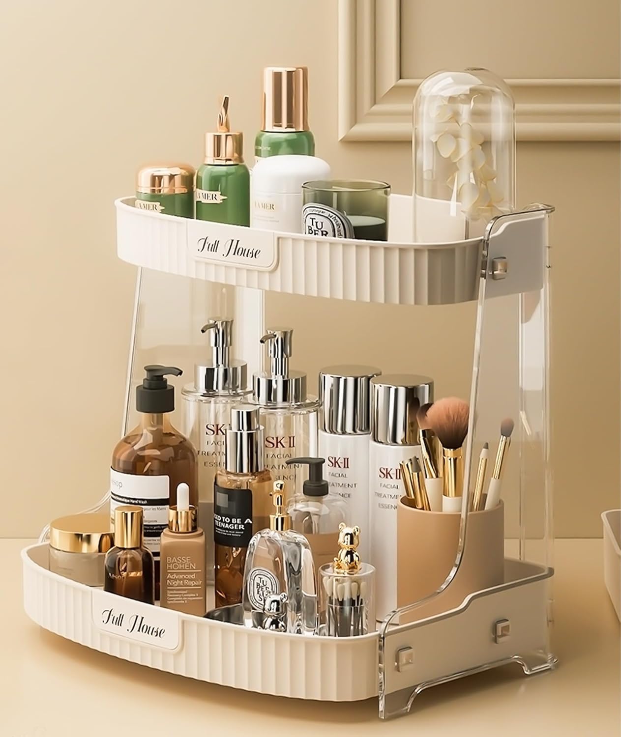 2-Tier Cosmetic Organizer - Large Capacity Makeup & Skincare Storage Rack