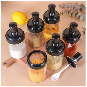 Plastic 6 Piece Rotating Condiment Spice Jar