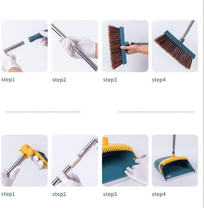 Attachable Floor Cleaning Broom Set with Dustpan