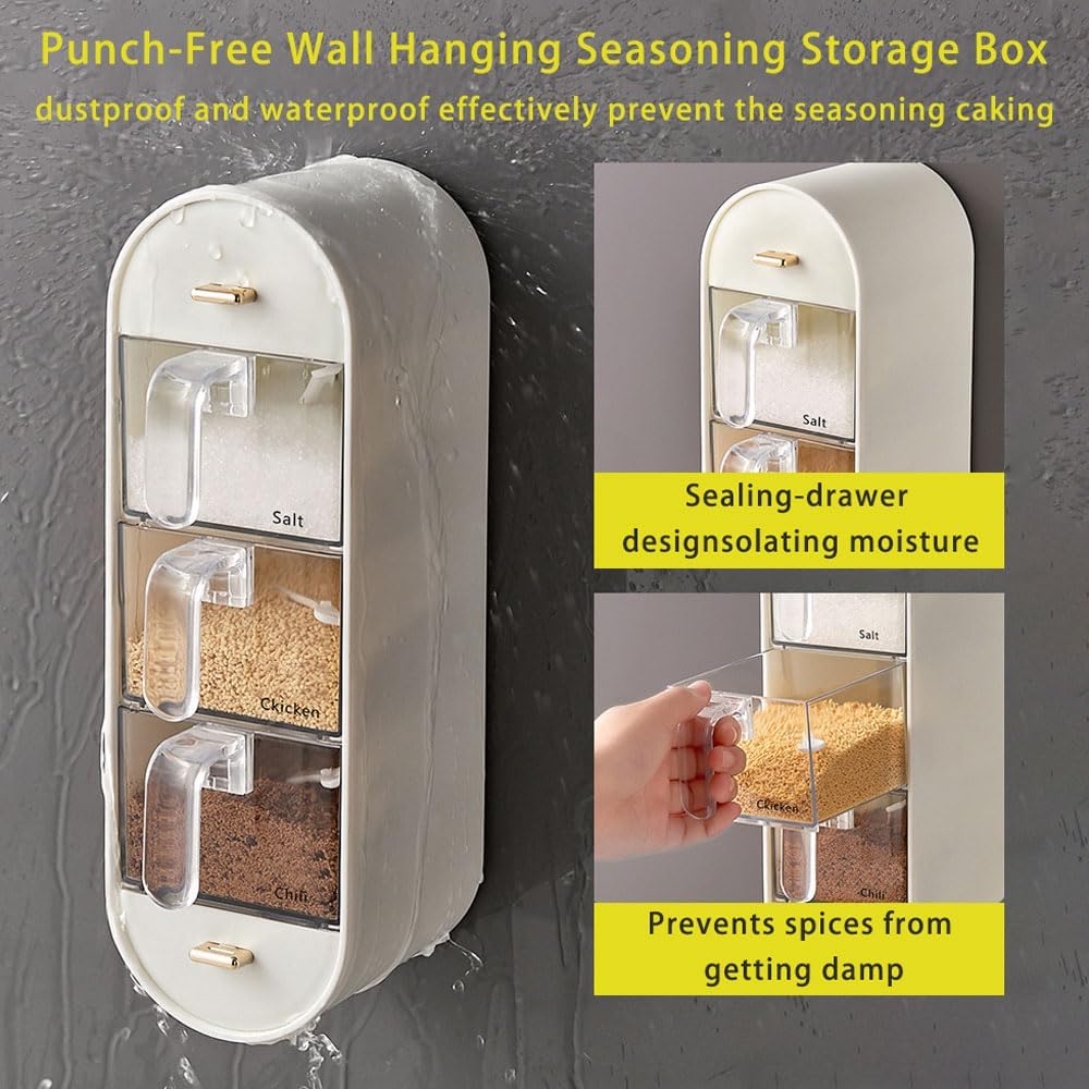 Self Adhesive Wall Mounted Spice Box with Handle