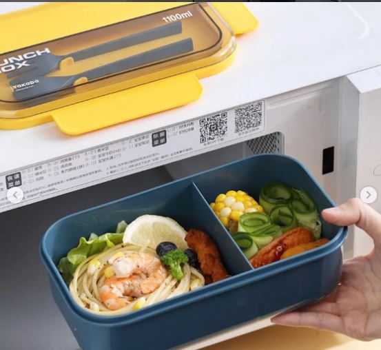 1000ML Lunch Box For Adults and Student ,3 Grids Leakproof Microwaveable Seal Bento Box With Fork & Spoon