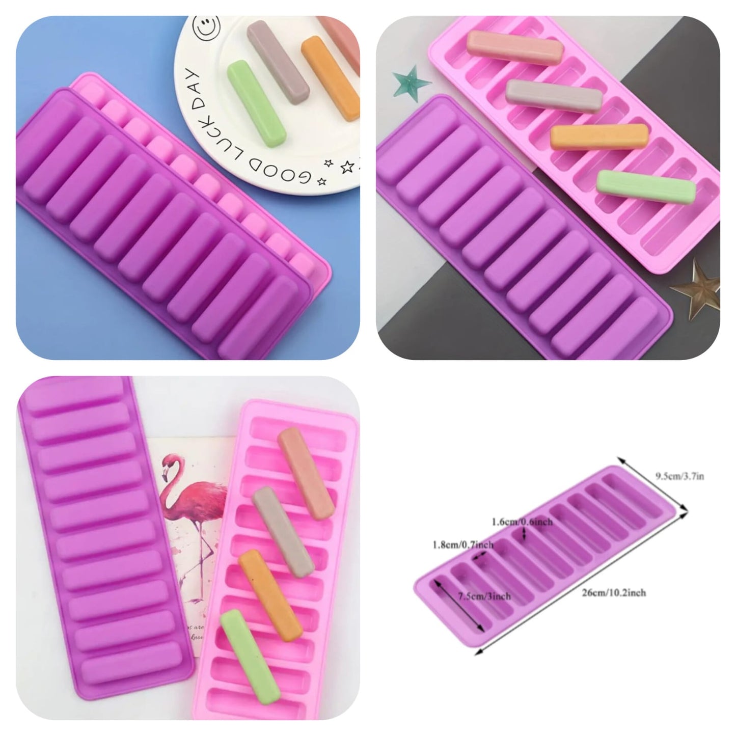 10 long strip silicone chocolate mold, Ice cube tray