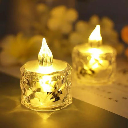 Pack of 12 LED Candles Warm, White, Flameless TeaLight For Birthday Party, Aniversary, Candle Light Dinner Decoration