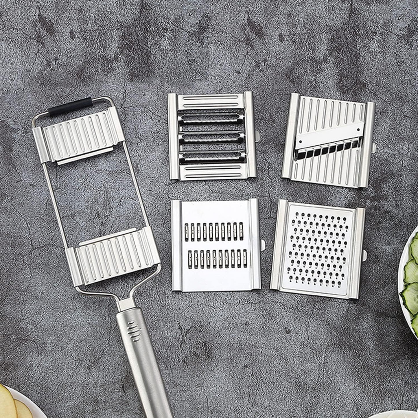 Stainless Steel Vegetable and Cheese Grater with Long Handle