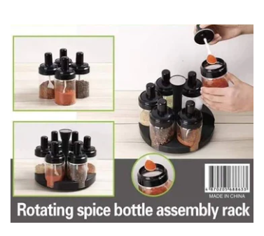 Plastic 6 Piece Rotating Condiment Spice Jar