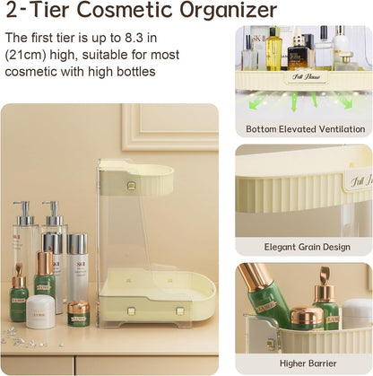 2-Tier Cosmetic Organizer - Large Capacity Makeup & Skincare Storage Rack