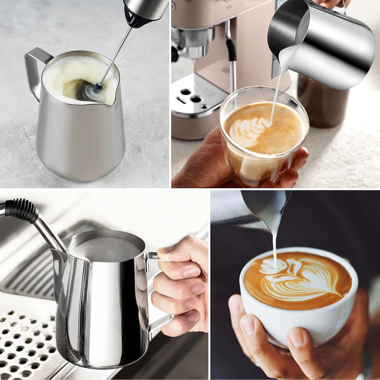 Stainless Steel Latte Art Cup Milk Creamer Frothing Pitcher With Scale