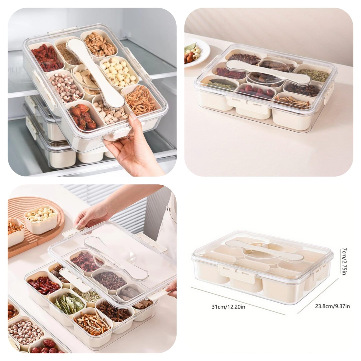 Compartment Refrigerator Box With Lid & Handle