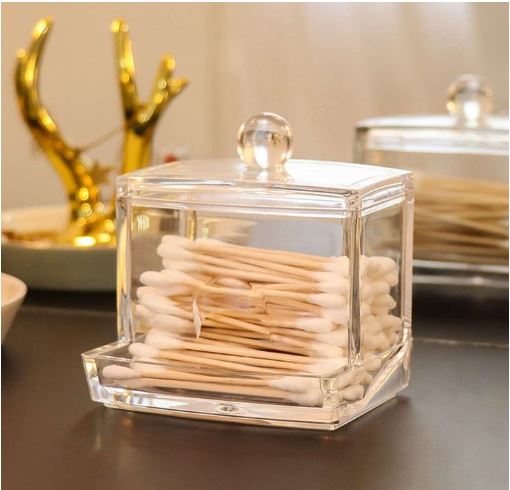 Acrylic Cotton Buds Holder ,Transparent Cosmetic,  Jewelry Storage Box