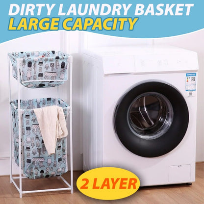 Large Capacity Double Layer Foldable Dirty Laundry Cloth Basket