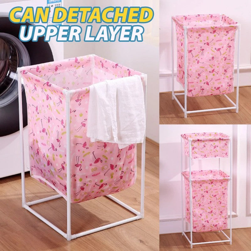 Large Capacity Double Layer Foldable Dirty Laundry Cloth Basket