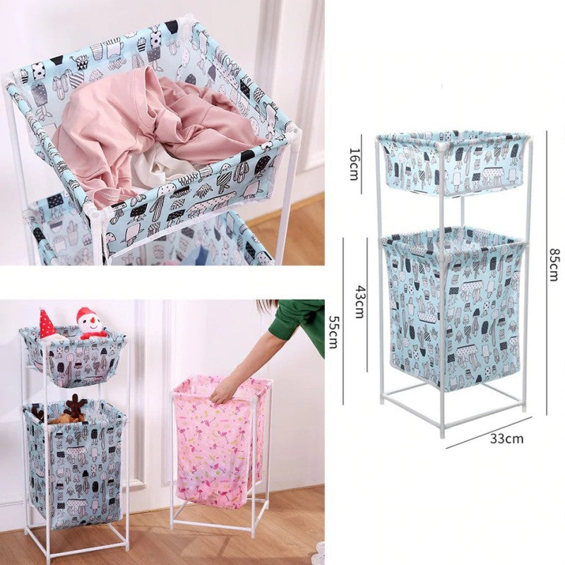 Large Capacity Double Layer Foldable Dirty Laundry Cloth Basket