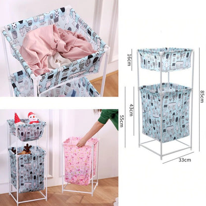 Large Capacity Double Layer Foldable Dirty Laundry Cloth Basket