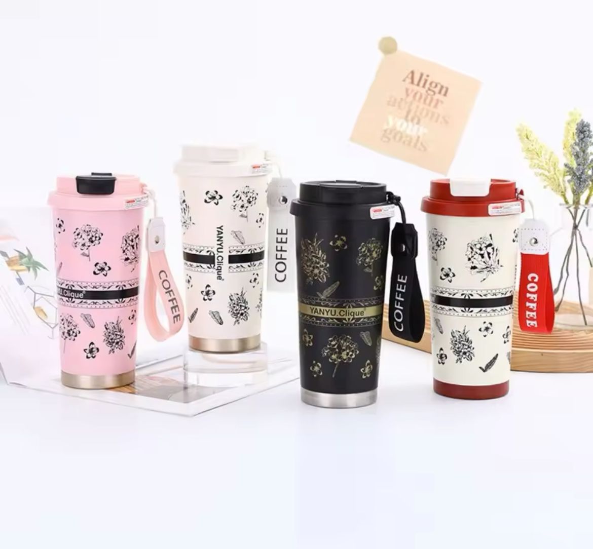 500ml Stainless Steel Woman Flower Coffee Mug