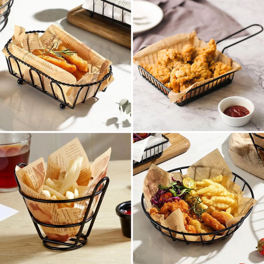 Pack of 4 Restaurant Style Serving Snack Buckets with FREE Sauce Bowl