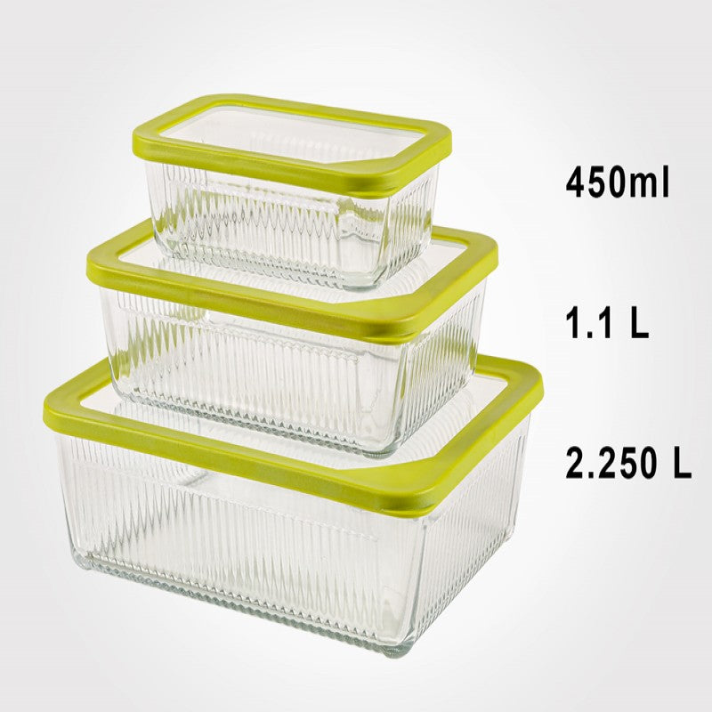 Pack of 3 Limon Unbreakable Glass Food Container Set