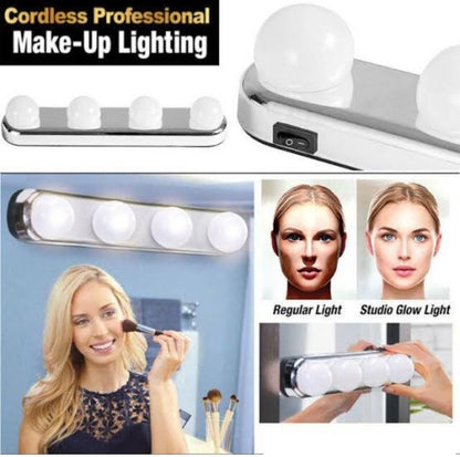 Studio Glow Make Up Light With Bright 4 LED Bulbs Portable Cosmetic Mirror Light